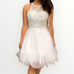 EMBRIODERED PROM DRESS WITH TULLE AND RHINESTONES NEW